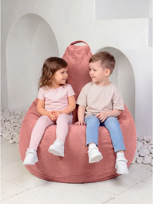 Goodpoof Кресло мешок Велюр Груша XXXXXL Кардинал, розовый, фото 7