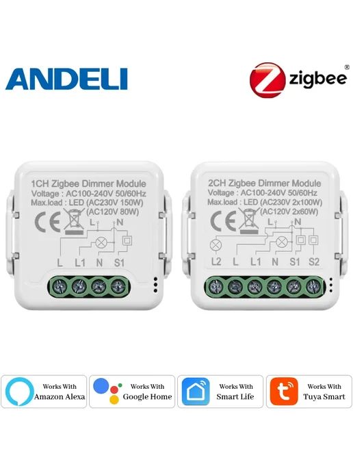 Диммер Zigbee 2 Gang, белый, белый, фото 2