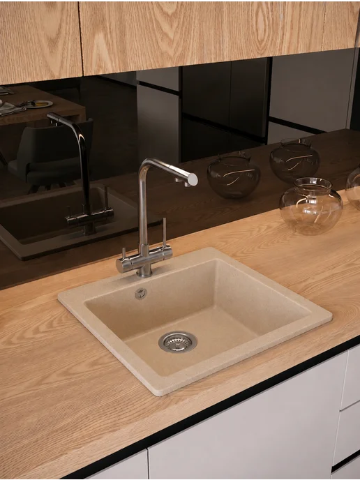 Sanbravo Мойка для кухни 51х51 белая матовая Rose Box, 51x51, фото 5