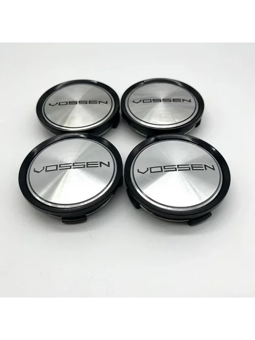 Нет бренда 4 шт. колпаки VOSSEN Black Cap Silver 75 мм, 4 шт