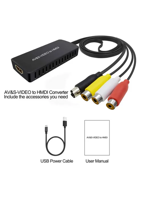 MnnWuu Конвертер S-Video в HDMI, черный