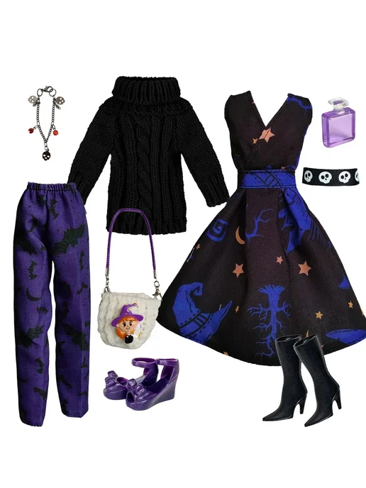 Buyee Doll Костюм ведьмы для куклы 1 6, фиолетовый, ZM3071262, фиолетовый