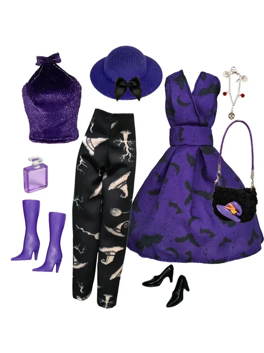 Buyee Doll Костюм ведьмы для куклы 1 6, фиолетовый, ZM3193266, фиолетовый