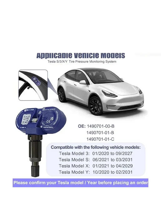 Нет бренда Датчик TPMS Tesla Model 3 Y S X 2020-2024, 1490701-01-B, вариант