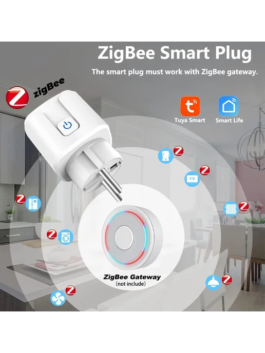 KCOOJO Умная розетка ZigBee 16A (2 шт), 2 шт, фото 3