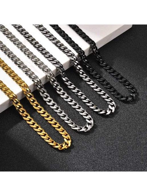 Mprainbow Черная панк цепочка из нержавеющей стали 50см, 3mm, черный, фото 5