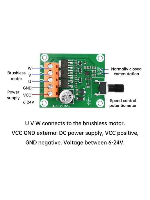 Ziqqucu Контроллер двигателя BLDC 200W 6-24V, 200 Вт, фото 5