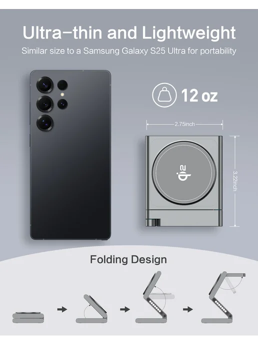 SIKAI CASE Зарядная станция Qi2 3 в 1 для Samsung Galaxy, серый, EU, серый, фото 6