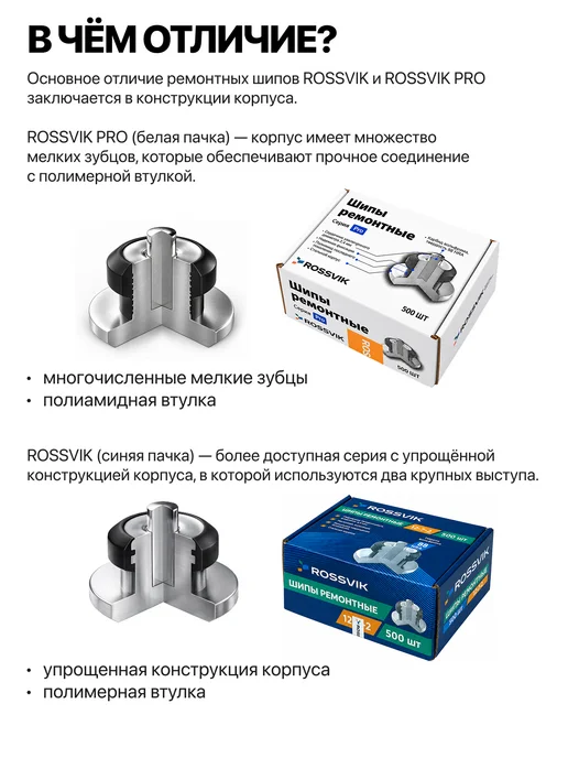 ROSSVIK Ремонтные шипы для дошиповки шин 7 мм, 100 шт, 100 шт, фото 2