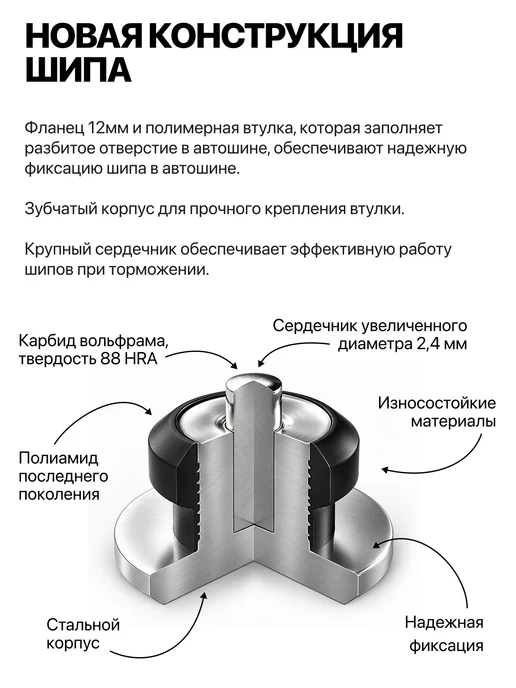 ROSSVIK Ремонтные шипы для дошиповки шин 7 мм, 100 шт, 100 шт, фото 5