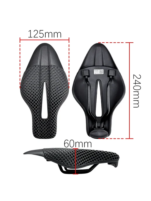 BALUGOE Седло для велосипеда черное Nylon 3D 125x240x60 мм, 125x240x60 мм