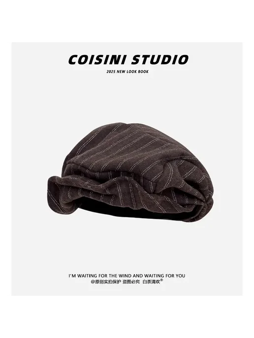 EODJCUE Японский плеATED beret из полиэстера, черный