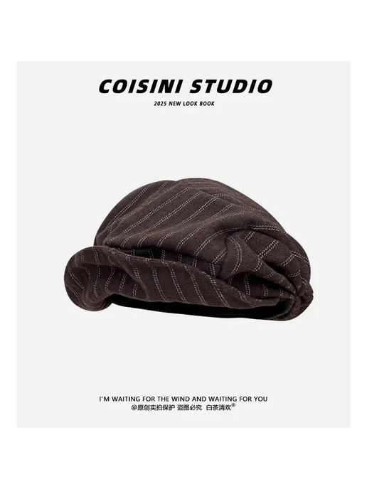 EODJCUE Японский плеATED beret из полиэстера, черный, фото 4