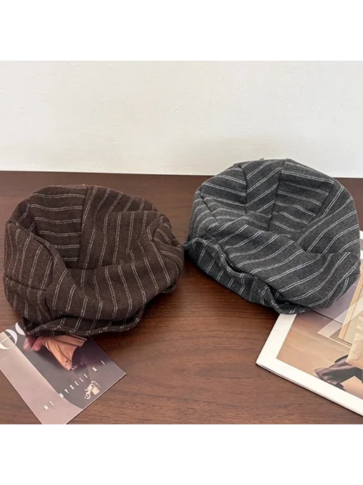 EODJCUE Японский плеATED beret из полиэстера, черный, фото 6