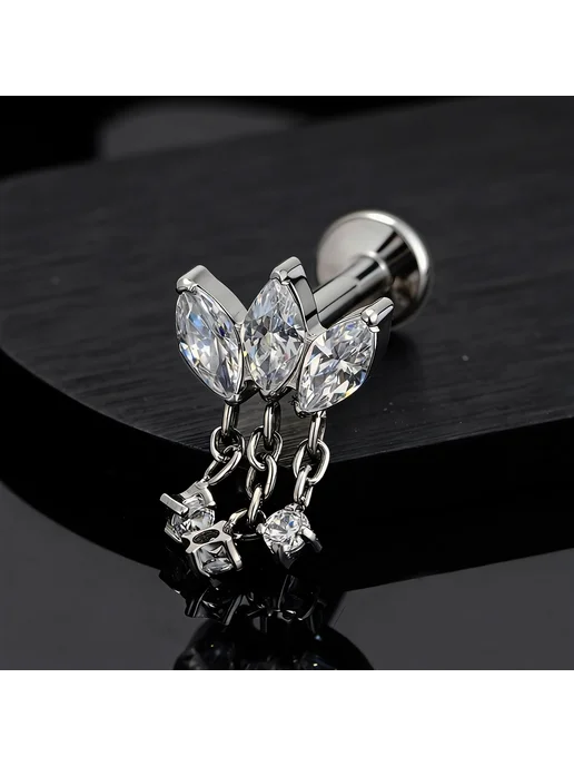 Right Grand Пирсинг для хряща 16G, Gold, 1.2x7mm, цветок, 16 г, фото 6