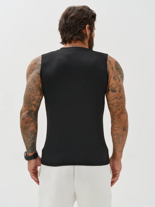 fito_wear Майка спортивная для фитнеса без рукавов, черный, фото 4