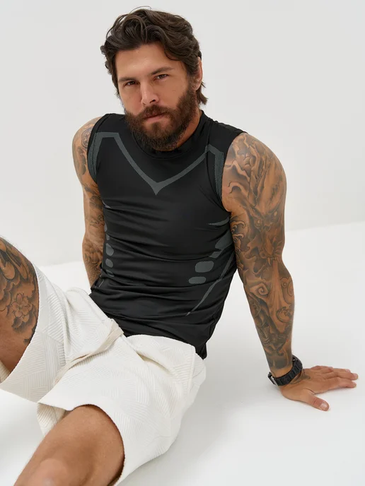 fito_wear Майка спортивная для фитнеса без рукавов, черный, фото 5