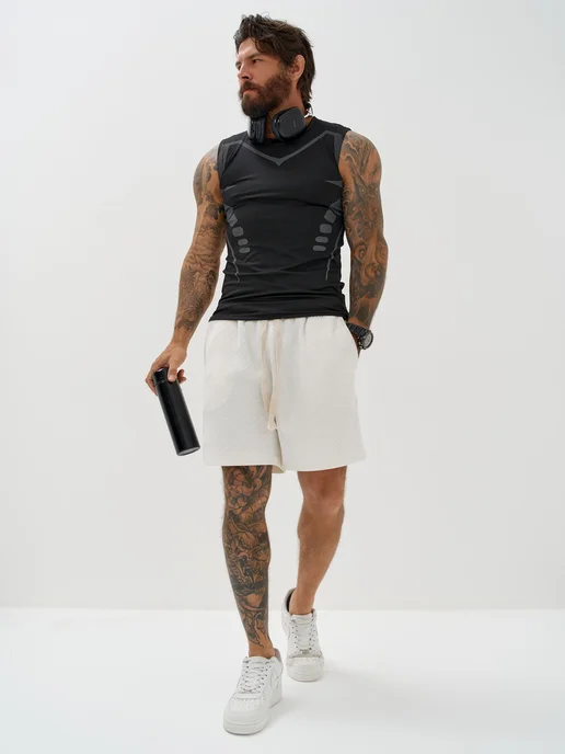 fito_wear Майка спортивная для фитнеса без рукавов, черный, фото 6