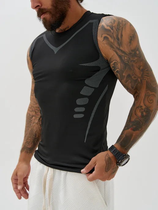 fito_wear Майка спортивная для фитнеса без рукавов, черный, фото 8