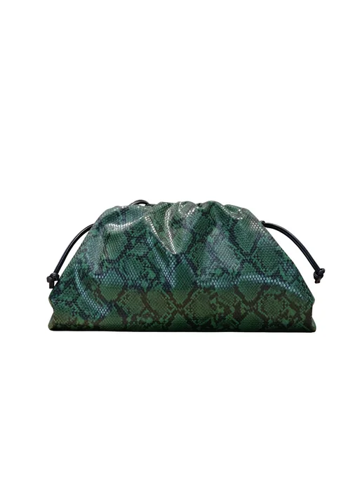 Клатч женский "Змеиная кожа", green L, зеленый