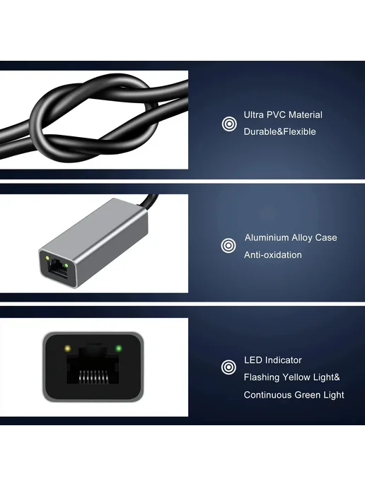 kebidumei USB 3.0 проводная сетевая карта Type C-RJ45, вариант, фото 6