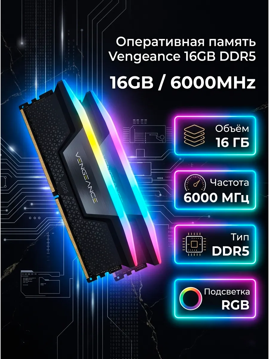Corsair Оперативная память Vengeance 1x16GB RGB DDR5 6000MHz