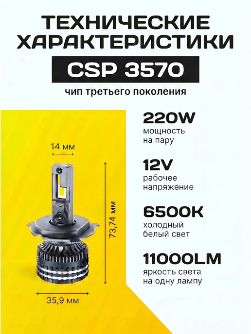 ZMB Светодиодные H4 LED автомобильные лампы лед, вариант, фото 5