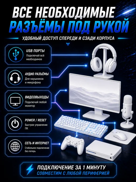 Игровой пк с монитором (полный комплект) i7, RX 580, белый, фото 8