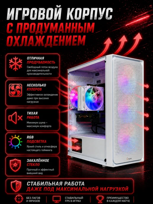 Игровой пк с монитором (полный комплект) i7, GTX 1660 Super, белый, фото 7