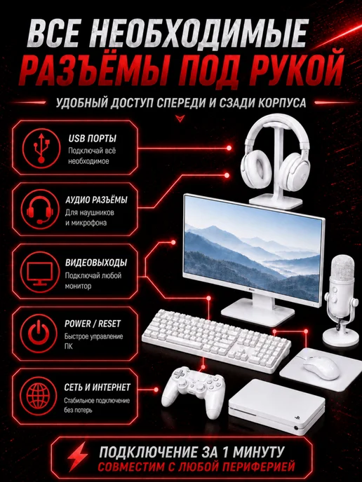 Игровой пк с монитором (полный комплект) i7, GTX 1660 Super, белый, фото 8