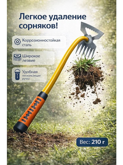 Корнеудалитель ручной для удаления сорняков, вариант