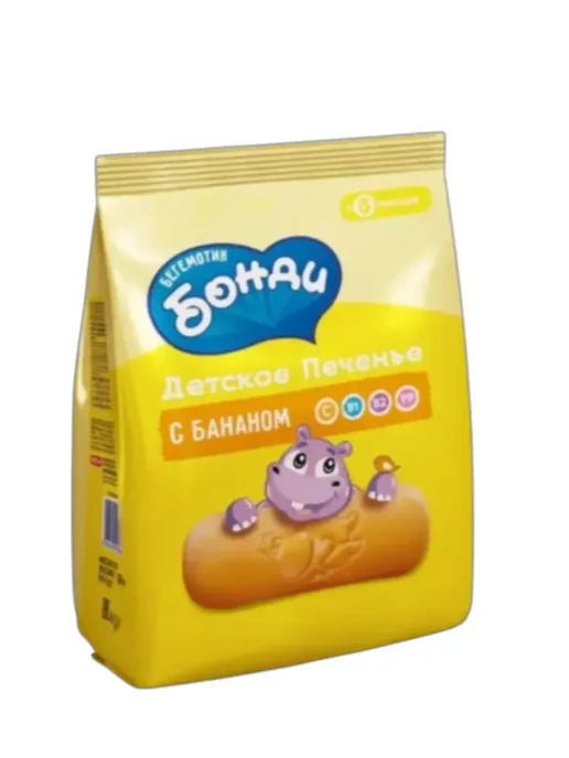 Бегемотик Бонди Детское печенье с бананом 2 шт 180г, 2 шт, 180 г, фото 2