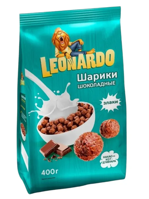 Сухие завтраки Leonardo Шарики шоколадные со злаками 3 шт 400 г, 2 шт, 400 г, фото 2