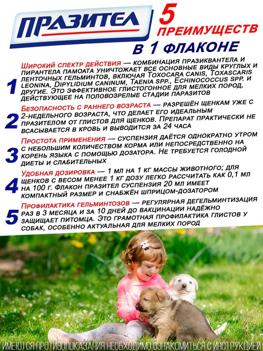 АСТРАФАРМ Суспензия от гельминтов для щенков и мелких собак, (20 мл), 20 мл, фото 3