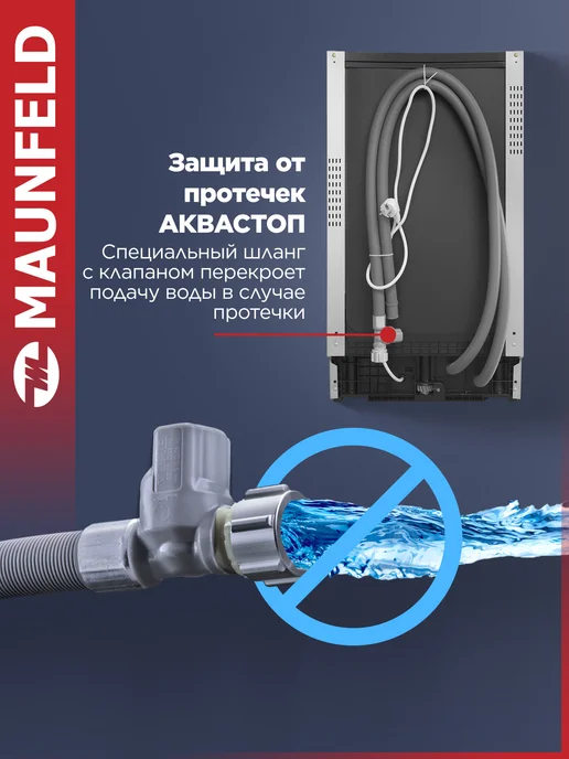 Maunfeld Посудомоечная машина встраиваемая MLP45631 Light Beam 45 см, белый, фото 6