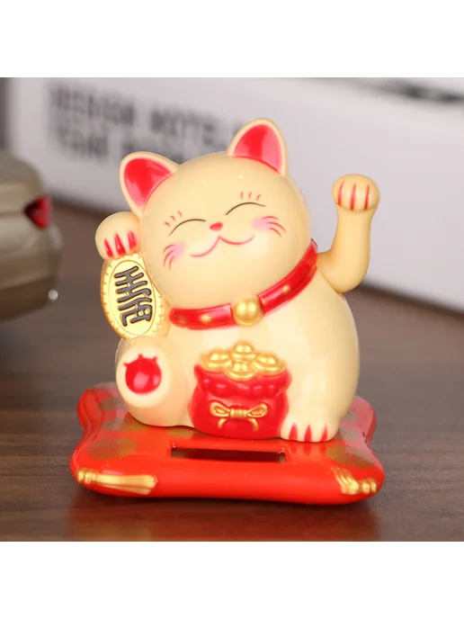 Юмористический Fortune Cat с машущей лапой, цв. жёлтый, для, желтый, фото 2