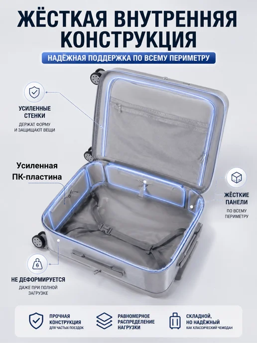 Чемодан S на колесах складной для путешествий, серый, фото 7