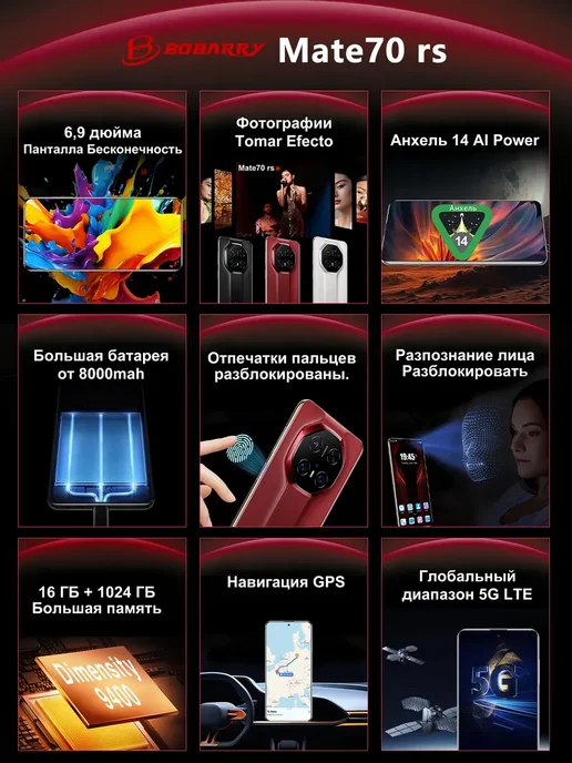 Смартфон Bobarry Mate70 Rs 16/1024 ГБ, белый, фото 2