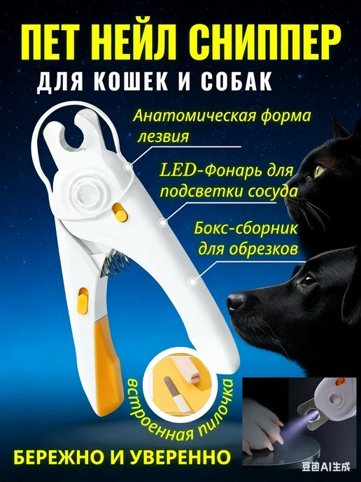 Elemnt Когтерезка для кошек и собак с подсветкой, белый, фото 4