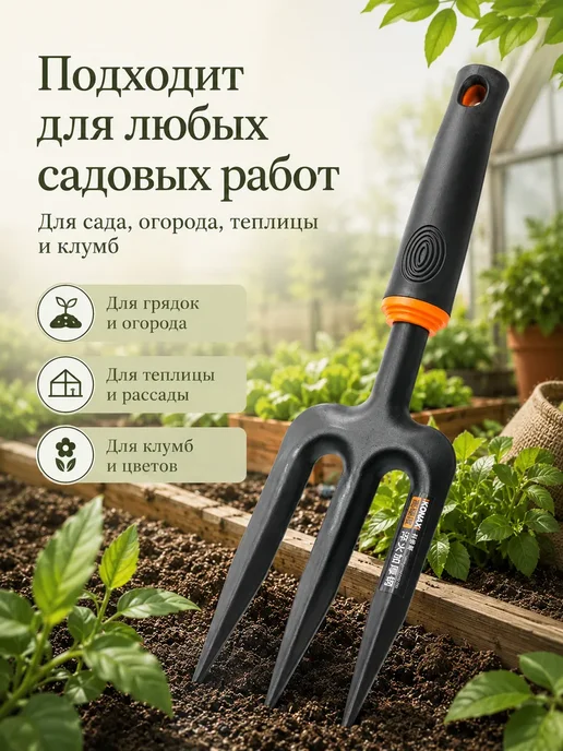 АйлушаВБ Садовые ручные вилы для ухода за почвой, черный, фото 4