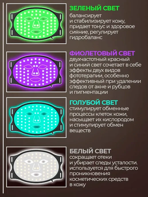 LED_Маска_для_лица_светодиодная, 4 шт, фото 5
