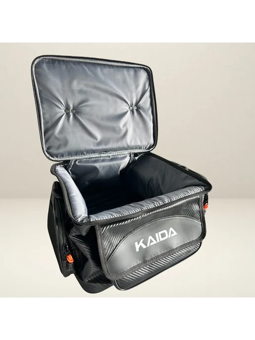 Kaida Сумка для рыбалки черная рисунок карбон 50х35х25 см, 35x25 см, фото 2