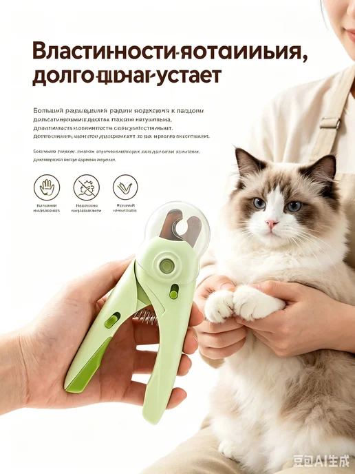 Petss Shop Когтерезка для кошек c ограничителем, зеленый