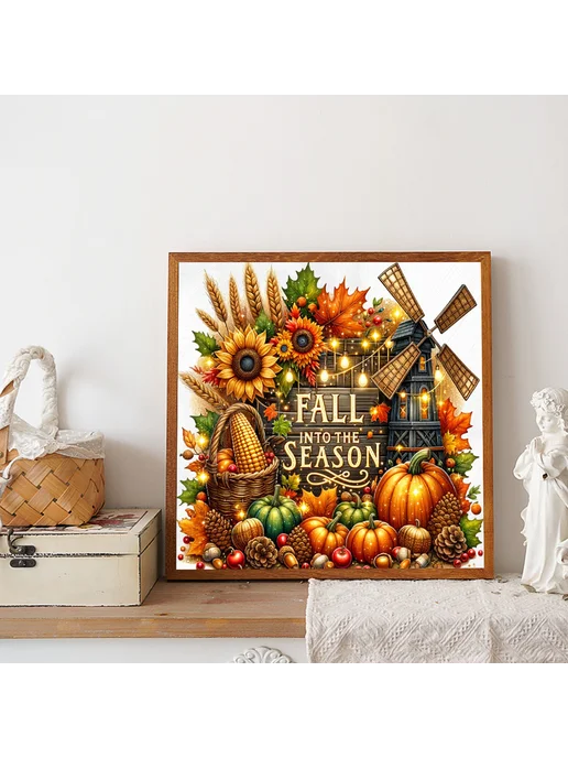 5D DIY Полный круг бриллиантовая мозаика на осень 40x40см, 40x40 см, фото 3