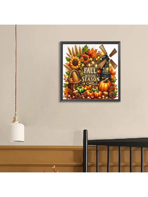 5D DIY Полный круг бриллиантовая мозаика на осень 40x40см, 40x40 см, фото 4