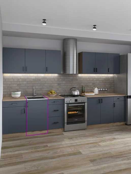 DiX HOME Кухонный гарнитур под мойку 50 см, серый, фото 4