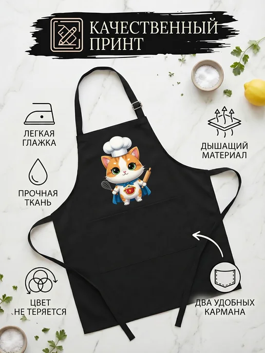 Фартук кухонный с приколом Супергерой, голубой, фото 3