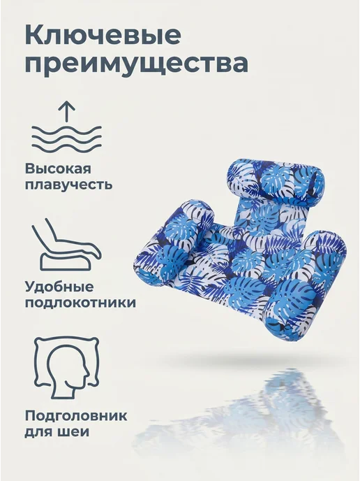 Надувные шезлонги и матрасы для отдыха на воде, синий, фото 7