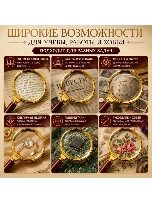 Ручная лупа для чтения 100 мм, вариант, фото 3