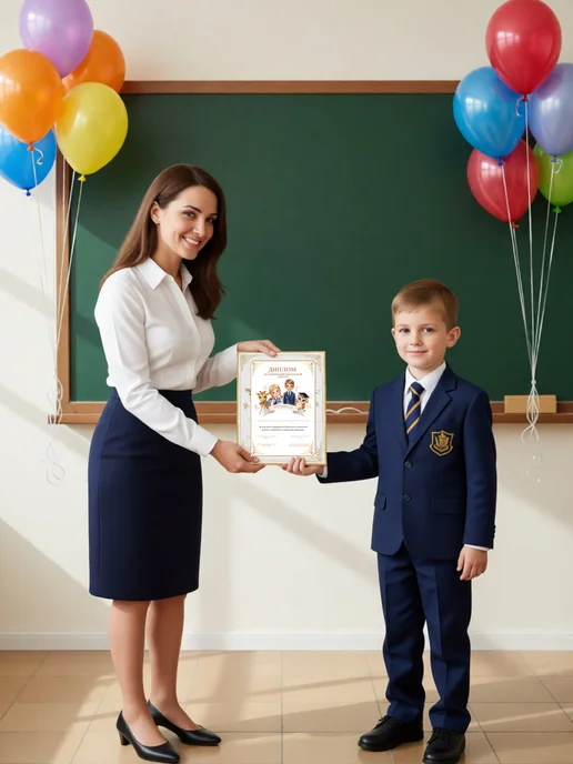 Дипломы на окончание начальной школы 10 штук, бежевый, фото 2